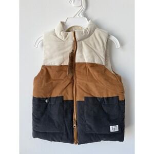 Telluride Clothing Co Toddler Boys Corduroy Puffer Vest Faux Fur New NWT2T